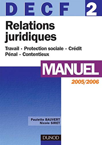 Beispielbild fr Relations juridiques DECF 2 zum Verkauf von Ammareal