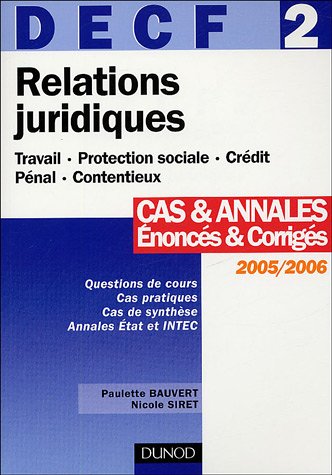 Beispielbild fr Relations Juridiques 2005-2006, Decf 2 : Travail, Protection Sociale, Crdit, Pnal, Contentieux : C zum Verkauf von RECYCLIVRE
