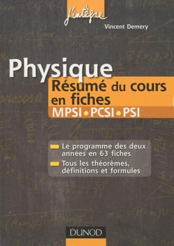 Imagen de archivo de Physique Rsum du cours en fiches MPSI, PCSI - PSI a la venta por Ammareal