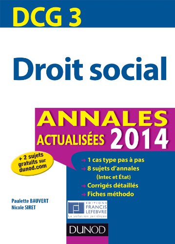 Beispielbild fr DCG 3 - Droit social 2014 - Annales actualises - 5e dition zum Verkauf von Ammareal