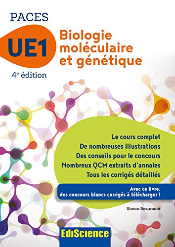 Beispielbild fr Biologie molculaire-Gntique UE1 PACES - 4e d. - Manuel, cours + QCM corrigs zum Verkauf von Ammareal
