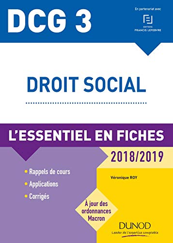 Stock image for DCG 3 - Droit social - 2018/2019 - L'essentiel en fiches: L'essentiel en fiches (2018-2019) for sale by Ammareal