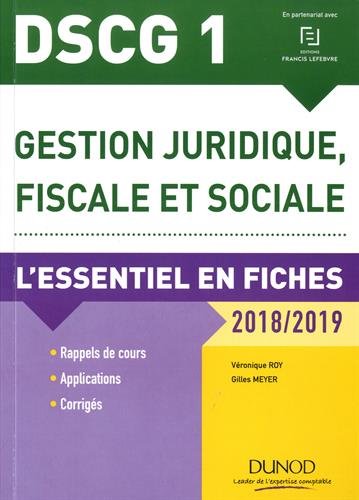 Stock image for DSCG 1 - Gestion juridique, fiscale et sociale 2018/2019 - 8e d. - L'essentiel en fiches for sale by Ammareal