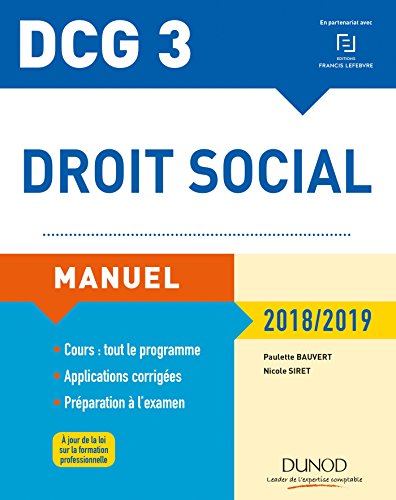 Beispielbild fr DCG 3 - Droit social Manuel 2018/2019 zum Verkauf von Ammareal