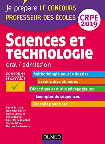 Imagen de archivo de Sciences et technologie - Oral, admission - CRPE 2019 a la venta por Ammareal