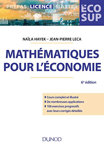 9782100789122: Mathmatiques pour l'conomie: Analyse, Algbre