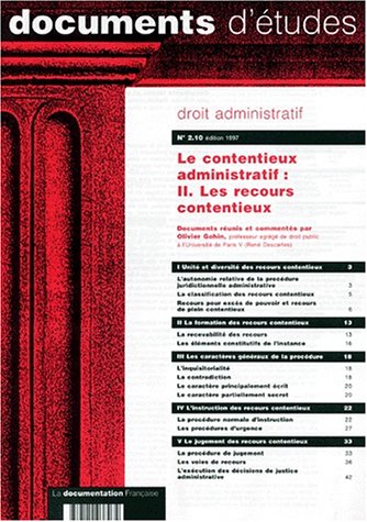 Stock image for DROIT ADMINISTRATIF NUMERO 2.10 1997 : LE CONTENTIEUX ADMINISTRATIF : II. LES RECOURS CONTENTIEUX for sale by medimops