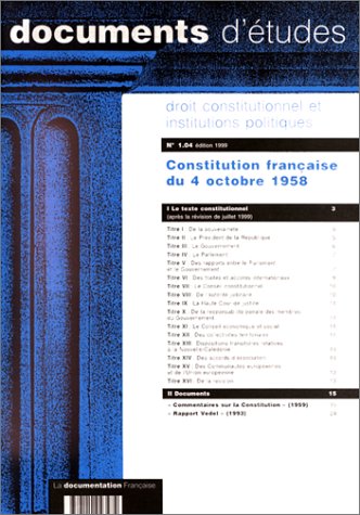 Beispielbild fr CONSTITUTION FRANCAISE DU 4 OCTOBRE 1958 zum Verkauf von Ammareal