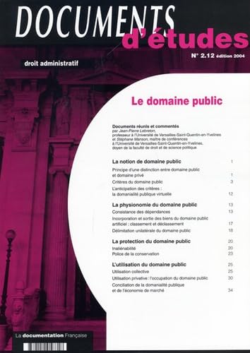 Imagen de archivo de Le domaine public (Documents d'tudes n.2.12) - Edition 2004 a la venta por Ammareal