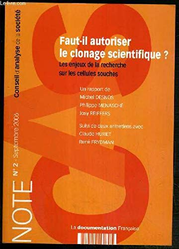 Stock image for Faut-Il Autoriser le Clonage Scientifique for sale by Ammareal