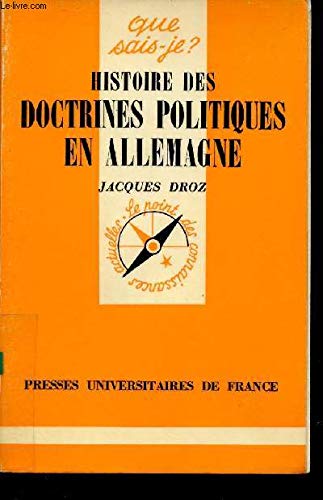 Beispielbild fr Histoire des doctrines politiques en Allemagne. 2e dition zum Verkauf von Librairie La MASSENIE  MONTOLIEU