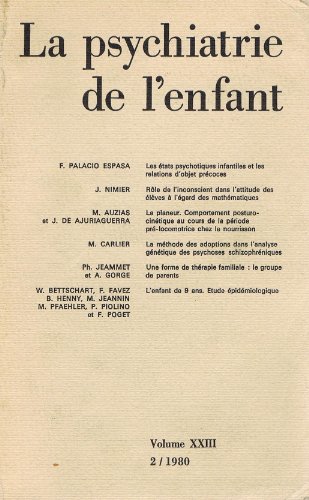 Beispielbild fr Psychiatrie de l'enfant, 1980, numro 2, volume 23 zum Verkauf von Librairie Th  la page