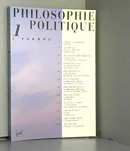 Beispielbild fr L'Europe. Philosophie politique, revue internationale de philosophie politique, N1. zum Verkauf von AUSONE