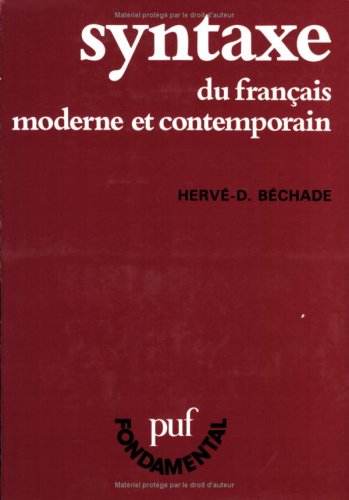 Imagen de archivo de Syntaxe du français moderne et contemporain a la venta por Better World Books