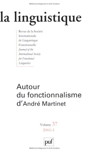 9782130520474: linguistique 2001, vol. 37 (1): Autour du fonctionalisme d'Andr Martinet