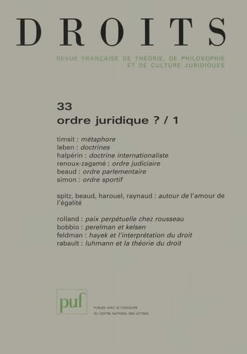 9782130523147: Droits 2001, n 33: L'ordre juridique ? (1)