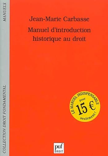 Beispielbild fr Manuel d'introduction historique au droit zum Verkauf von Ammareal