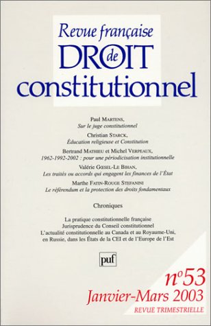 9782130538004: Revue franaise de droit constitutionnel, numro 53