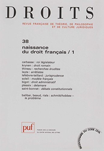 Beispielbild fr Droits, numro 38 : Naissance du droit franais zum Verkauf von Ammareal