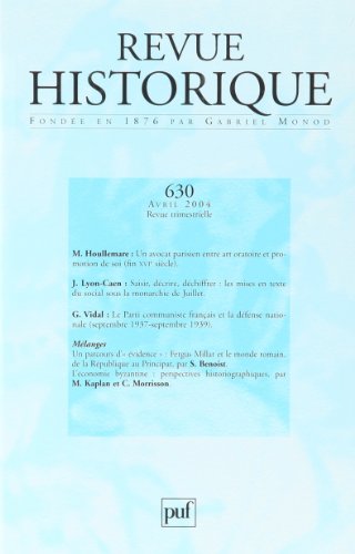Beispielbild fr Revue historique 2004, numro 630 zum Verkauf von Ammareal