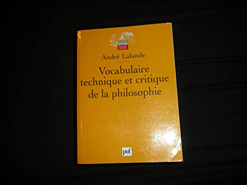 Beispielbild fr Vocabulaire technique et critique de la philosophie zum Verkauf von medimops