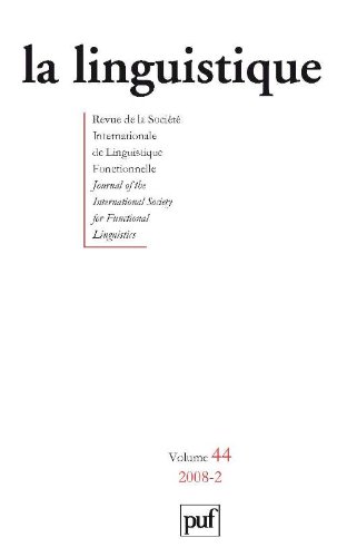Stock image for linguistique 2008, vol. 44 (2) [Fournitures diverses] Collectif for sale by BIBLIO-NET