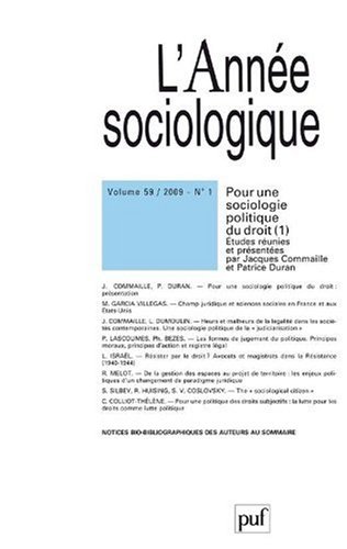 Stock image for anne sociologique 2009, vol. 59 (1): Pour une sociologie politique du droit for sale by Gallix