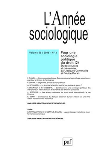 Stock image for anne sociologique 2009, vol. 59 (2): Pour une sociologie politique du droit - 2 for sale by Gallix