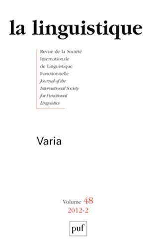 9782130593591: linguistique 2012, vol. 48 (2): Varia