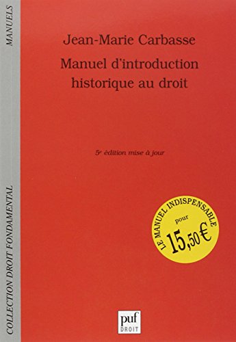 Beispielbild fr Manuel d'introduction historique au droit zum Verkauf von medimops