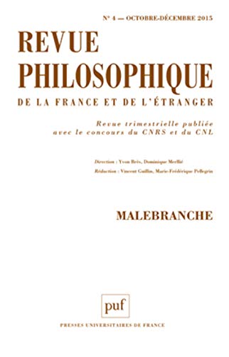 9782130651499: Revue philosophique 2015, t. 140 (4): Malebranche