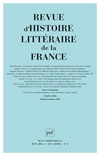 9782130734178: Revue d'Histoire Litteraire de la France 2016 N 2