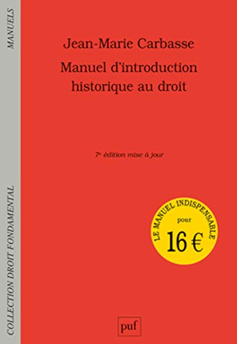 Beispielbild fr Manuel d'introduction historique au droit zum Verkauf von Ammareal