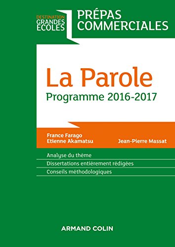 Beispielbild fr La Parole - Prpas commerciales - Programme 2016-2017 zum Verkauf von medimops