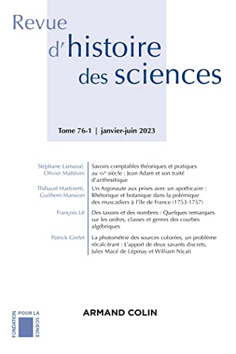 Beispielbild fr Revue d'histoire des sciences 1/2023 zum Verkauf von medimops