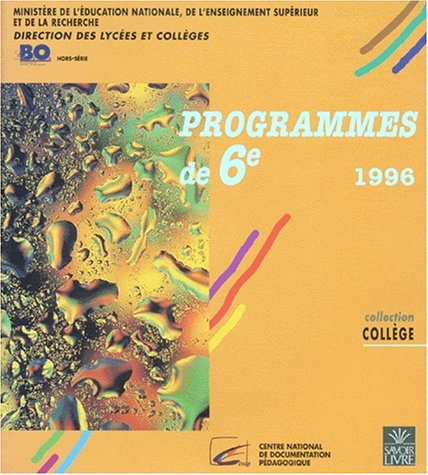 Imagen de archivo de Programmes de 6e, 1996 a la venta por medimops