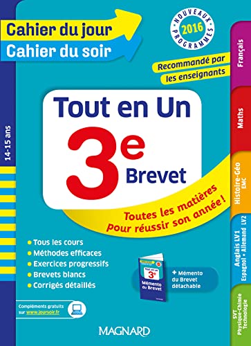 Stock image for Cahier du jour/Cahier du soir Tout en Un 3e - Nouveau programme 2016 for sale by Librairie Th  la page