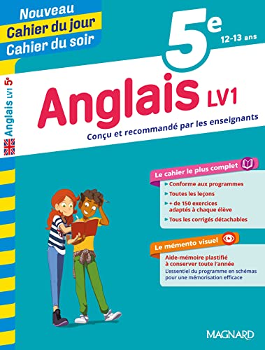 9782210762404: Anglais 5e - Cours, 150 exercices et aide-mmoire visuel - Nouveau Cahier du jour Cahier du soir