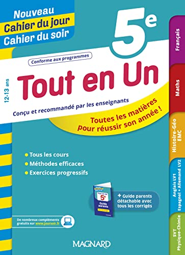 Stock image for Tout en Un 5e - Leons, mthodes et exercices - Nouveau Cahier du jour Cahier du soir for sale by Ammareal