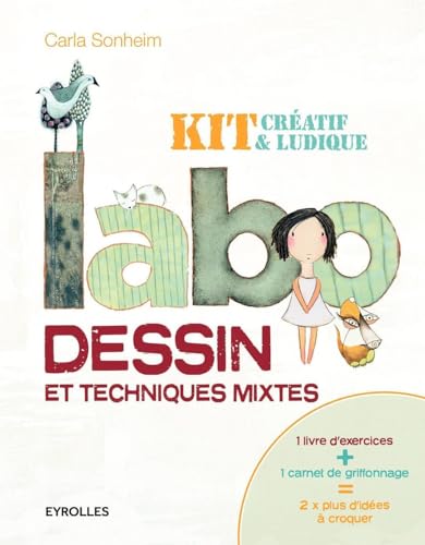 Stock image for Labo dessin et techniques mixtes : Kit cratif et ludique: 1 livre d'exercices + 1 livre de griffonnage = 2 x plus d'ides  croquer. for sale by medimops