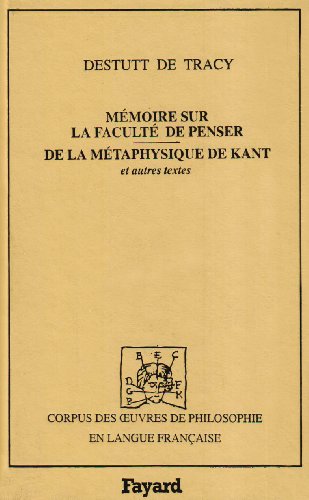Stock image for M moire sur la facult de penser. De la m taphysique de Kant (1798-1802) for sale by WorldofBooks