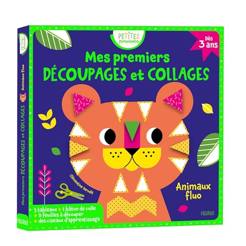 9782215188643: Mes premiers dcoupages et collages - Animaux fluo