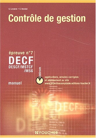 Beispielbild fr DECF Epreuve N 7 Contrle de gestion. Avec CD-ROM zum Verkauf von Ammareal