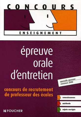 Beispielbild fr Epreuve orale d'entretien zum Verkauf von A TOUT LIVRE