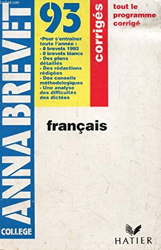 Stock image for Annabrevet 1990, Brevet des collges, corrigs des preuves de Franais for sale by Ammareal