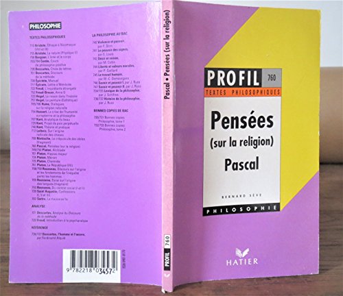 9782218034572: Profil Philosophie - Pascal : Penses (sur la religion)