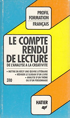 Beispielbild fr Profil Formation: Le Compte Rendu De Lecture zum Verkauf von AwesomeBooks
