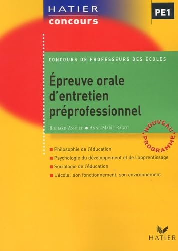 9782218738265: Epreuve orale d'entretien prprofessionnel: Concours de professeurs des coles