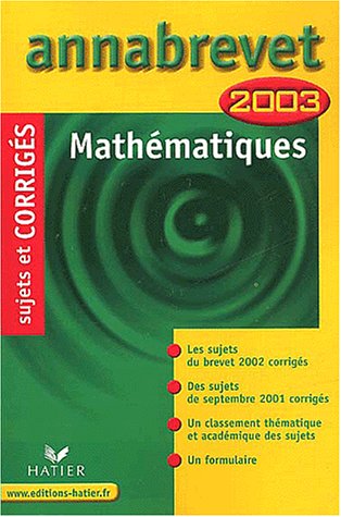 Beispielbild fr Mathmatiques 2003 zum Verkauf von Ammareal