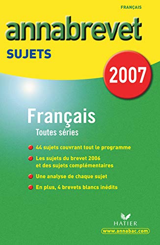 9782218924118: Franais sries gnrale, technologique et professionnelle : Sujets 2007